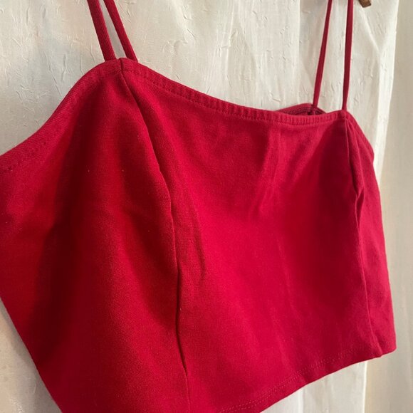 Red Strappy Crop Tank Top - Picture 4 of 4